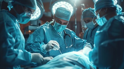 Medical Team Performs Surgical Operation