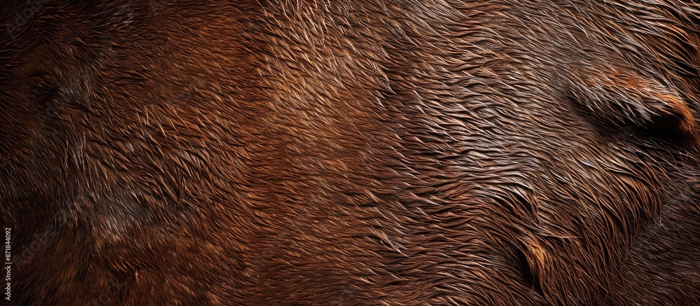 Poster close-up brown leather background resembling the unique texture of wild animal hide with copy space 