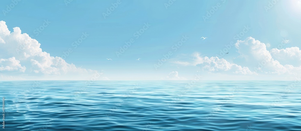 Poster blue sea or ocean backdrop with copy space image.