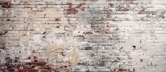 Brick wall backdrop with empty areas for text or designs in a copy space image.