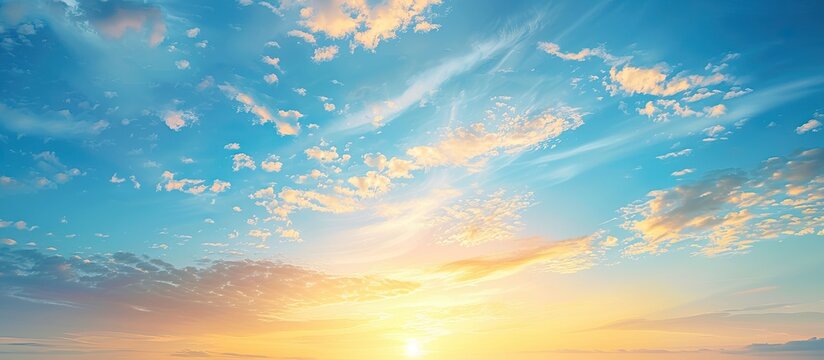 Background featuring a blue sunset sky with copy space image.