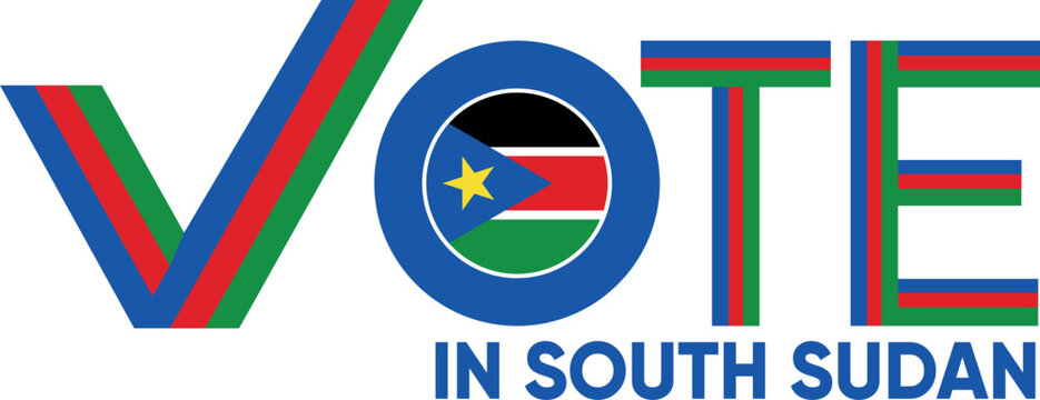 vote word South Sudan or Sudani with voting sign showing general election of South Sudan, vector illustration