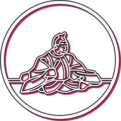 カラーシャドウ円形シンプル百人一首　権中納言定家