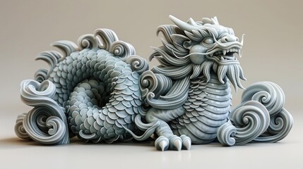 White Dragon Sculpture with Intricate Details