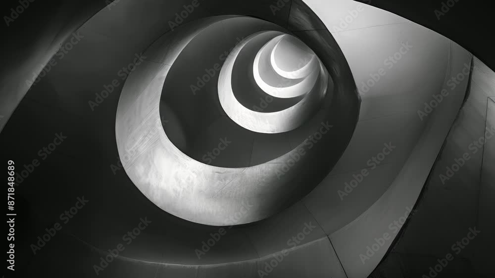 Poster the play of light and darkness creating an endless loop of mesmerizing shapes and lines. black and w