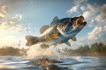 Obraz premium Bass Jumping out of the Water