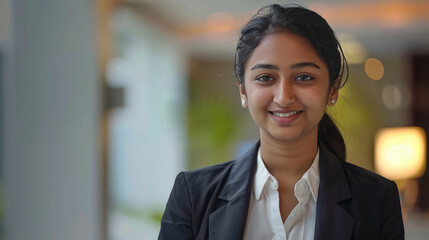 Fototapeta premium young indian businesswoman standing confidantly