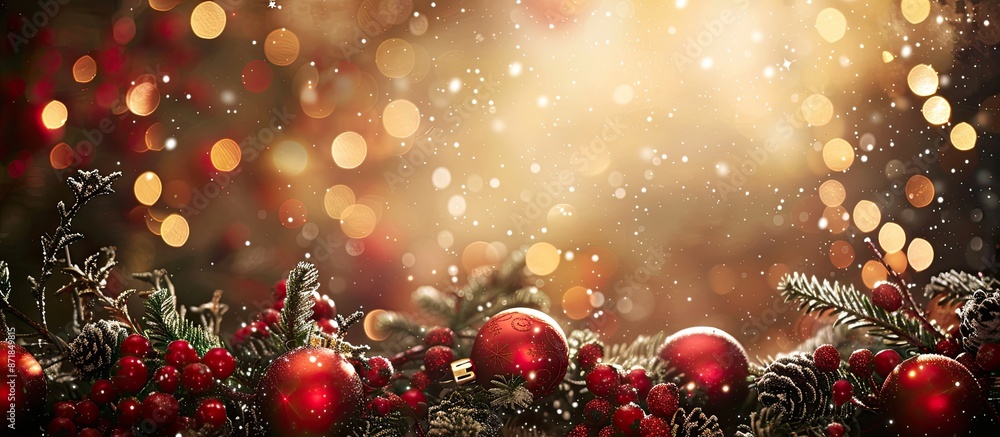 Poster festive christmas backdrop with twinkling lights and copy space image.