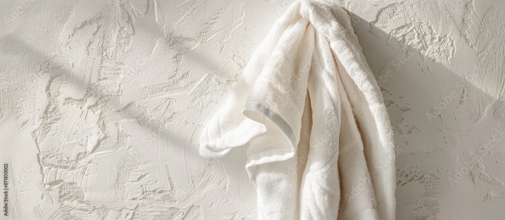 Poster Cotton towel mock-up on abstract background with copy space image for text decoration, displaying a linen canvas design with artistic wale pattern.