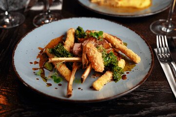 Deep-fried shrimp on a restaurant table