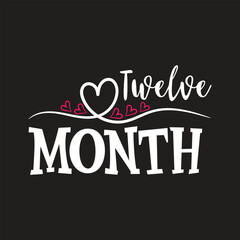 Twelve-month, hello world, love vector