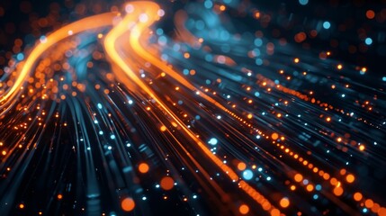 Naklejka premium Vibrant data cables transferring information in the background for enhanced connectivity