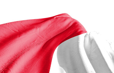 Monaco national flag waving on white background with clipping path. Cliping path is easily cutout the flag.