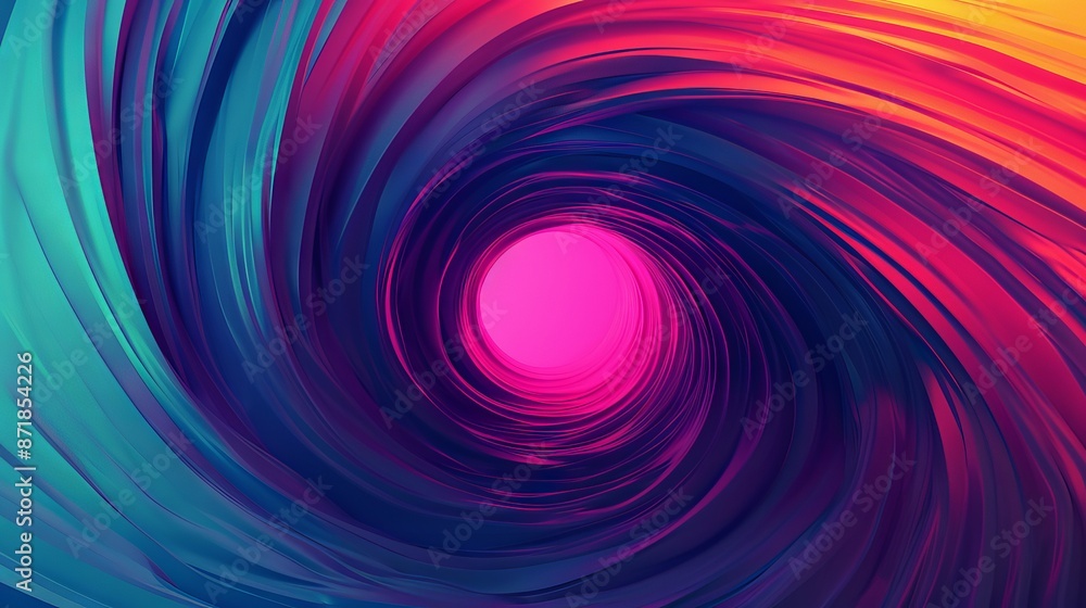 Aufkleber abstract swirling vibrant colors with a glowing pink center, creating a dynamic and energetic visual