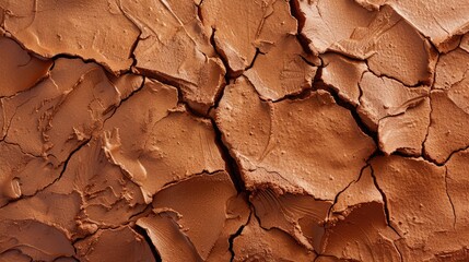 Terracotta clay with cracks for beauty treatment and spa Macro texture with selective focus Abstract backdrop