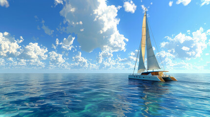 A catamaran is a boat with two hulls, often seen sailing in the Caribbean Sea.