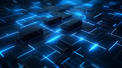 3d rendering of blue and black abstract geometric background. Scene for advertising, technology, showcase, banner, game, sport, cosmetic, business, metaverse. Sci-Fi Illustration. Product display