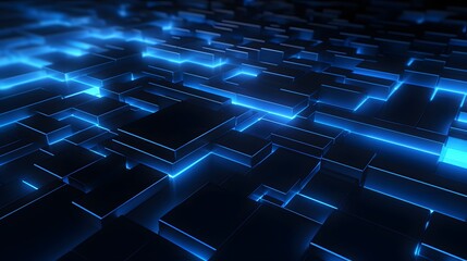 3d rendering of blue and black abstract geometric background. Scene for advertising, technology, showcase, banner, game, sport, cosmetic, business, metaverse. Sci-Fi Illustration. Product display