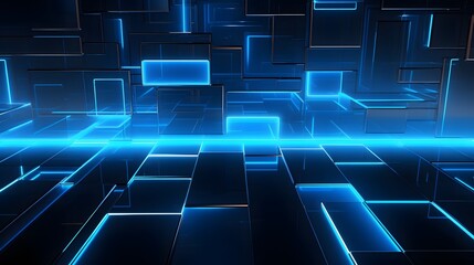 3d rendering of blue and black abstract geometric background. Scene for advertising, technology, showcase, banner, game, sport, cosmetic, business, metaverse. Sci-Fi Illustration. Product display