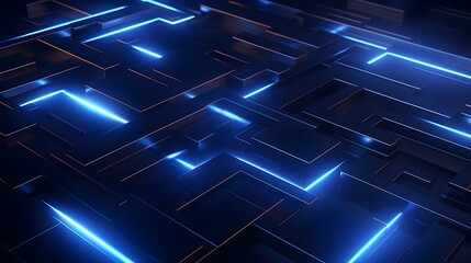 3d rendering of blue and black abstract geometric background. Scene for advertising, technology, showcase, banner, game, sport, cosmetic, business, metaverse. Sci-Fi Illustration. Product display