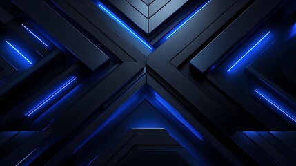 3d rendering of blue and black abstract geometric background. Scene for advertising, technology, showcase, banner, game, sport, cosmetic, business, metaverse. Sci-Fi Illustration. Product display