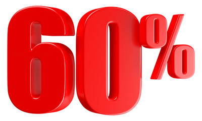60 Percent Off Sale Red Number 3D