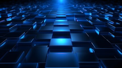 Obraz premium 3d rendering of blue and black abstract geometric background. Scene for advertising, technology, showcase, banner, game, sport, cosmetic, business, metaverse. Sci-Fi Illustration. Product display