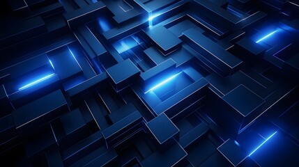 3d rendering of blue and black abstract geometric background. Scene for advertising, technology, showcase, banner, game, sport, cosmetic, business, metaverse. Sci-Fi Illustration. Product display