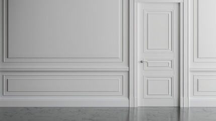 Door with handle and white wall room with space for text