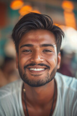 Obraz premium close up view of young indian man face