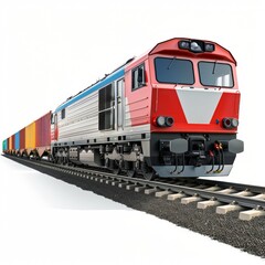 Modern Automated Freight Train System for Efficient Logistics on White Background with Copy Space