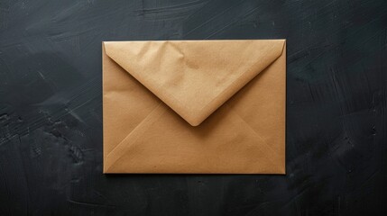 Brown envelope and white paper on black background