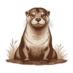 Otter Hand drawn Vector Illustration