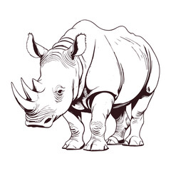 Rhino Line Drawing Illustration