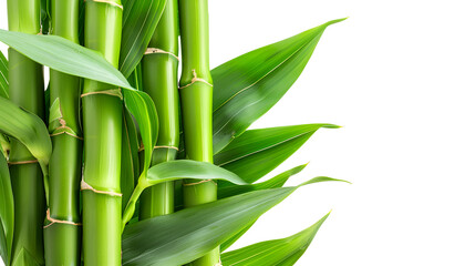 Fototapeta premium Green bamboo with leaves isolated on white background with clipping path and full depth of field