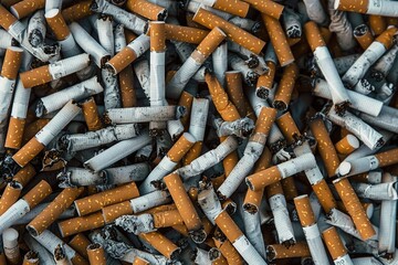 Discarded Cigarettes in Heap