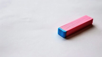 Concept image of erasing mistakes with pink and blue eraser on white paper Small office tool for correcting errors