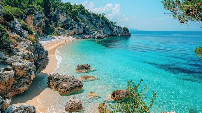 Sun-kissed beach with turquoise waters