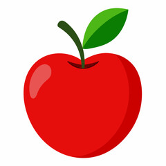  Vibrant Apple Vector Illustration with Stem and Leaf: Ideal for Your Creative Projects