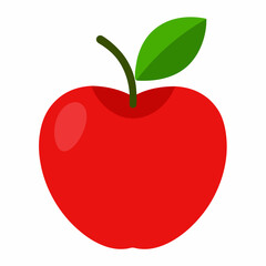 Vibrant Apple Vector Illustration with Stem and Leaf: Ideal for Your Creative Projects