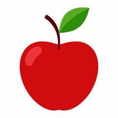  Vibrant Apple Vector Illustration with Stem and Leaf: Ideal for Your Creative Projects