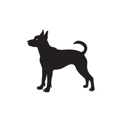 Vector silhouette of a dog on a white background