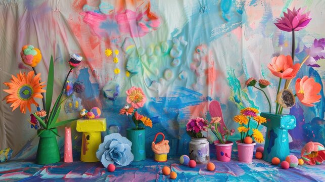 Children s creative materials backdrop
