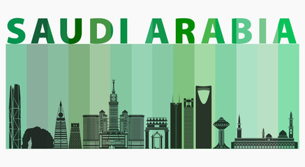 Saudi Arabia travel destination grand vector illustration.