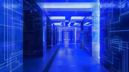 Futuristic blue background with lines circuit electronics. 