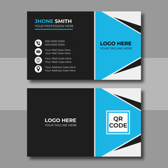 Clean Corporate Business Card Layout with blue color. Modern unique creative business card. Business card for business and personal use. Vector illustration design, Print ready,