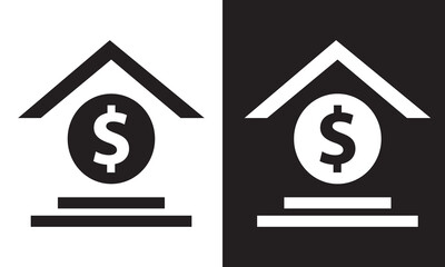 Bank vector icon. Business and economy symbol. Ancient greek temple shape sign. Architecture building logo. isolated on white and black background.  Vector illustration. EPS 10 