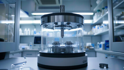 Showcase a modern lab with a high-speed centrifuge in operation 