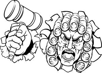 Angry Judge Cartoon Character