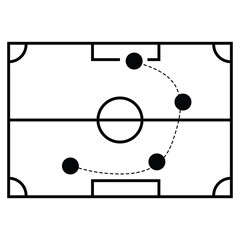 Soccer tactics icon, game success strategy in football, scheme play, thin line web symbol on white background - editable stroke vector illustration . EPS10	